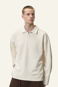 Men's Waffle-patterned Polo Collar Sweatshirts