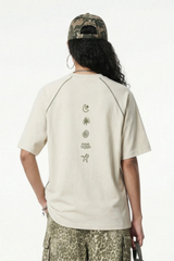 Women's Cotton Drop Shoulder Tee Back Vertical Print