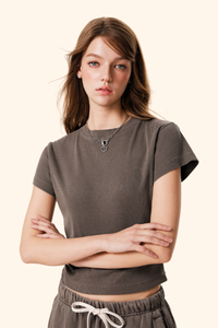 Women's Spring Summer 275g Washed Set-in Crewneck Tee
