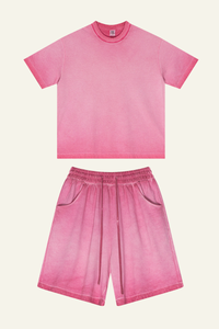 Men's Vintag Washed Cotton Set: Relaxed T-shirt And Short