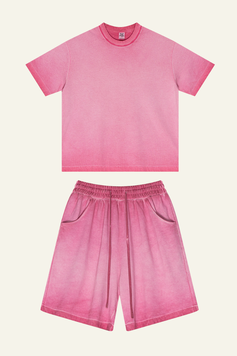 Men's Vintag Washed Cotton Set: Relaxed T-shirt And Short