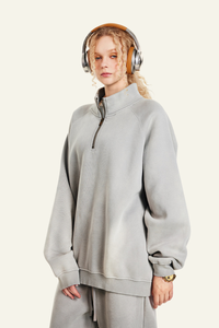 Women's Stand Collar Half Zipper Fleece-Lined Sweatshirt