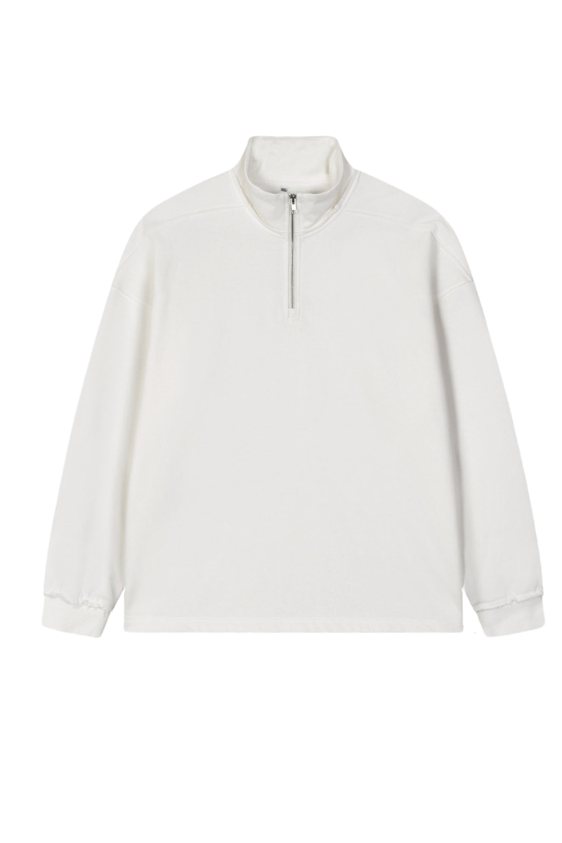 Women's Summer 450g Half Zip Raw Edge StandCollar Sweatshirt