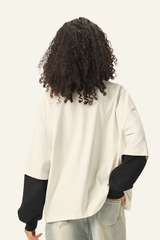Women's Cotton  Faux-Two-Piece Long Sleeve T-shirt