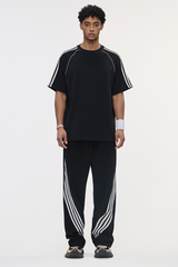 Comfortable short-sleeved shirt and wide-leg pants set