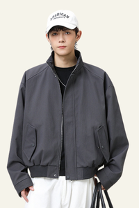 Men's Streetwear Stand Collar Zip-Up Jacket