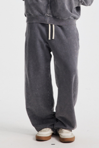 Men's Cotton  Streetwear Washed Distressed Wide Leg Pants