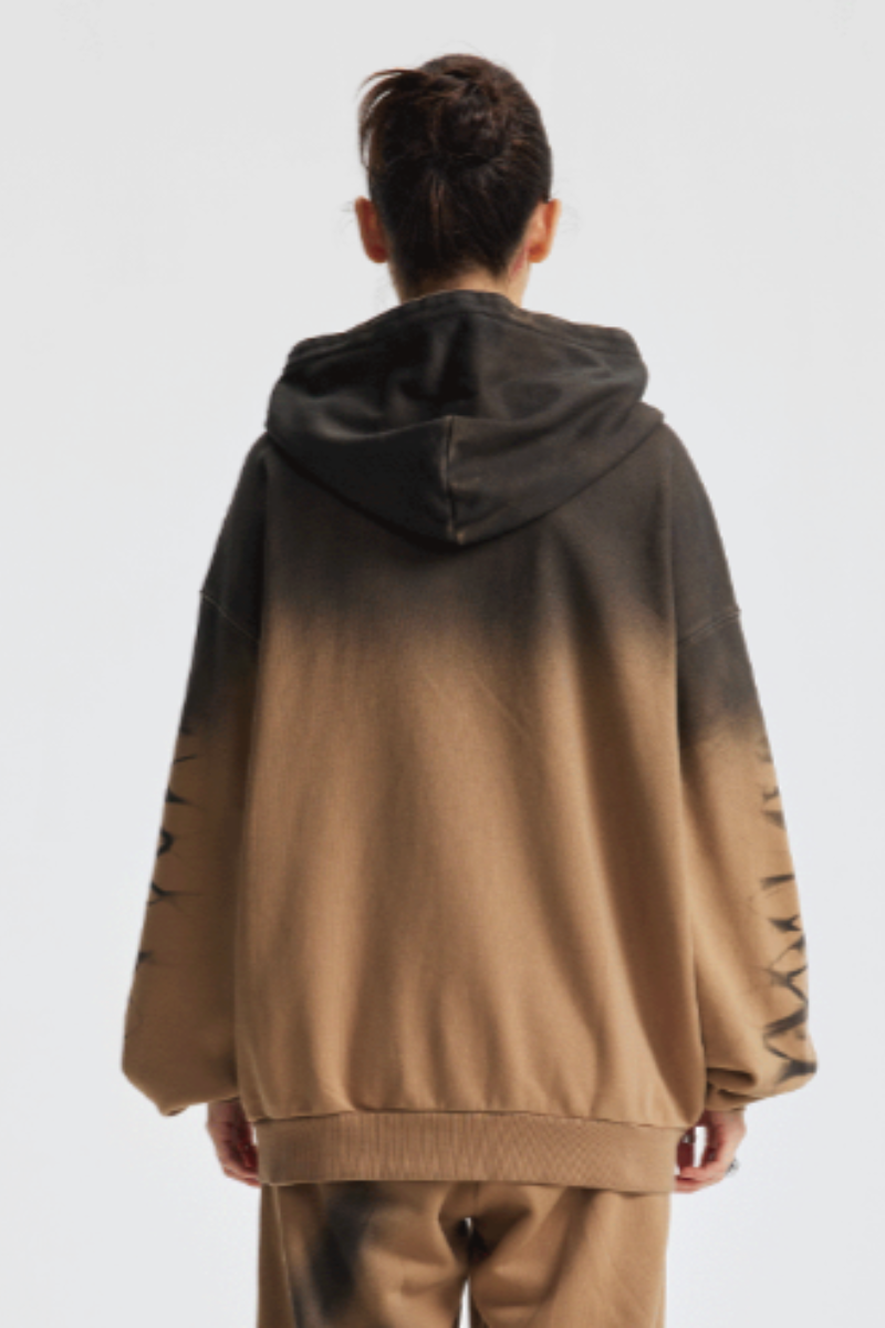 Women's Cotton Streetwear Gradient Hooded Jacket