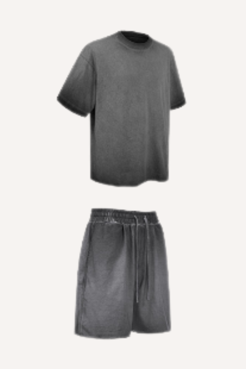 Men's 2026 Summer Washed Vintage Tee & Shorts Set