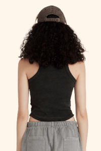 Women's SpringSummer 315g Cotton WashedRuched Racerback Tank