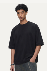 Men's 280g Cropped Oversized Crewneck Terry Cuff Vintage Tee