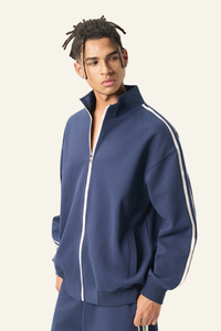 Men's Streetwear Striped Full Zipperl Athletic Jacket.
