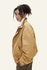 Women's Streetwear Detachable Collar Fleece Stand Jacket