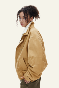 Women's Streetwear Detachable Collar Fleece Stand Jacket