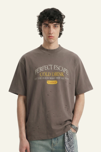 Mne's Streetwear Vintage  Distressed T-shirt