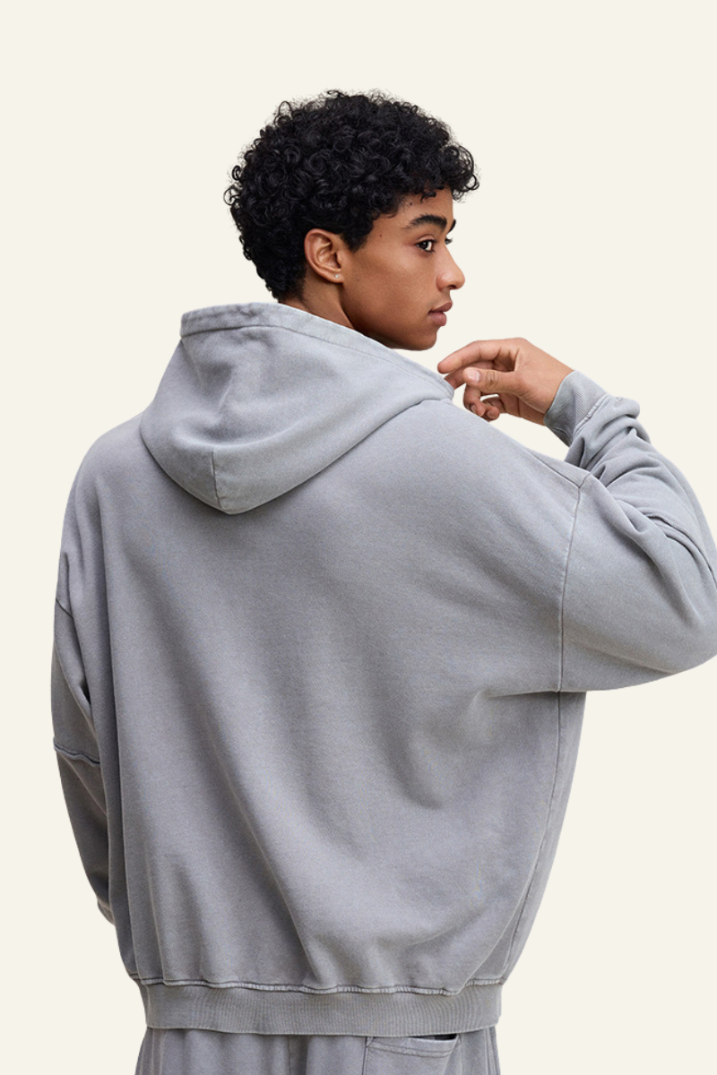 Men's Heavyweigt Fake Patchwork Two-piece Cotton  Hoodie