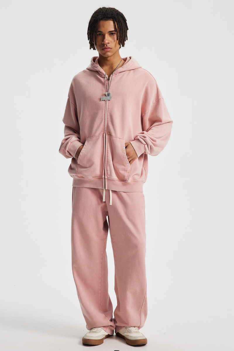 Men's Cotton Streetwear Set:Full Zipper Hooded Jacket  And Sweatpants