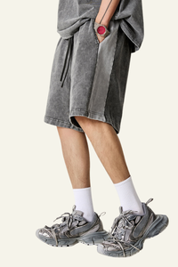 Men's Cotton Streetwear Color-Block Vintage Patchwork Shorts