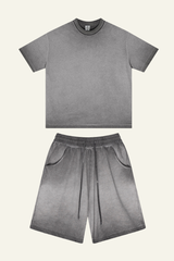 Men's Vintag Washed Cotton Set: Relaxed T-shirt And Short