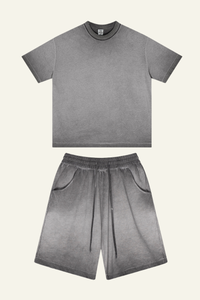 Men's Vintag Washed Cotton Set: Relaxed T-shirt And Short