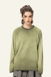 Women's Streetwear Washed Cotton Long-Sleeved T-shirt.
