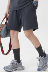 Men's 330g Cotton Washed Elastic Raw Stripe Webbing Shorts
