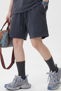 Men's 330g Cotton Washed Elastic Raw Stripe Webbing Shorts