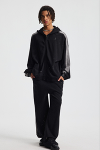 Men/Women's Unisex 430g Spray Washed Zipper Hoodie Set