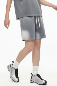Men's Splatter Wash Distressed Elastic Shorts - Multicolor