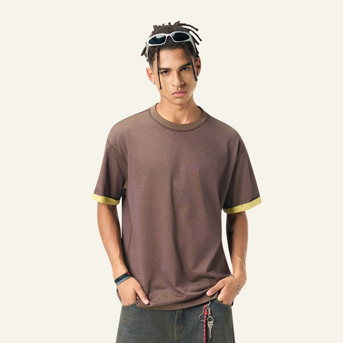 Men's Color-blocked Base Layer Short-sleeved T-shirt