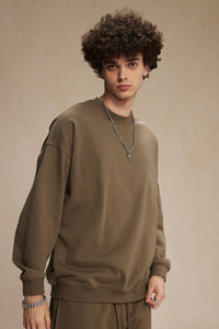 Men's Streetwear Relaxed Drop-Shoulder Solid Pullover