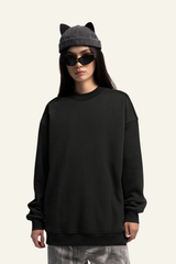 Women's Drop Shoulder Fleece Lined Solid Sweatshirt.
