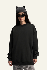 Women's Drop Shoulder Fleece Lined Solid Sweatshirt.