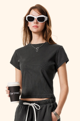 Women's Spring Summer 275g Washed Set-in Crewneck Tee