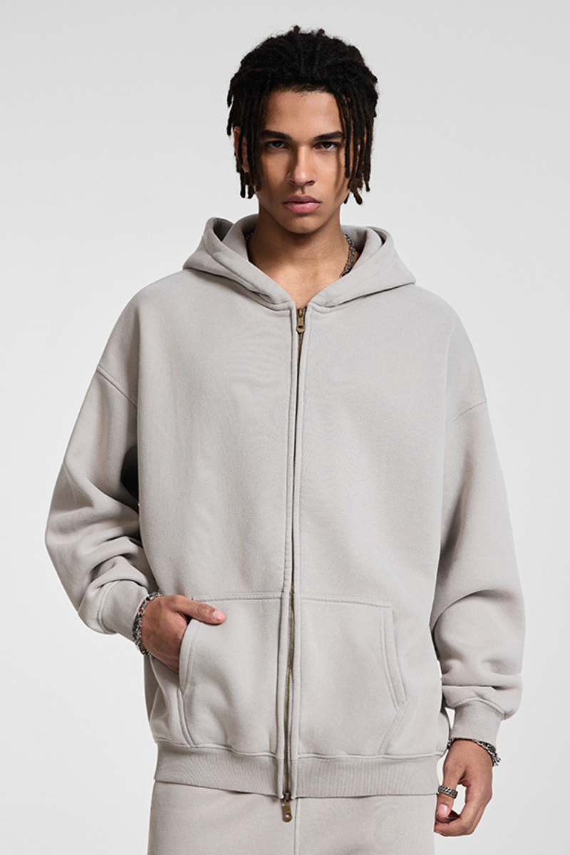 Men's Fall Winter 360g Washed Batik Fleece Loose Hoodie