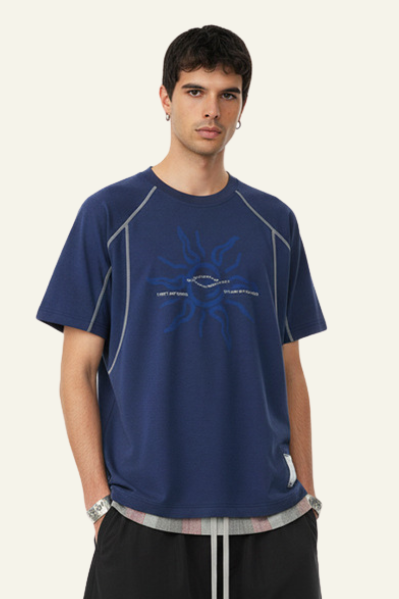 Men's Streetwear Color Block Printed T-shirt