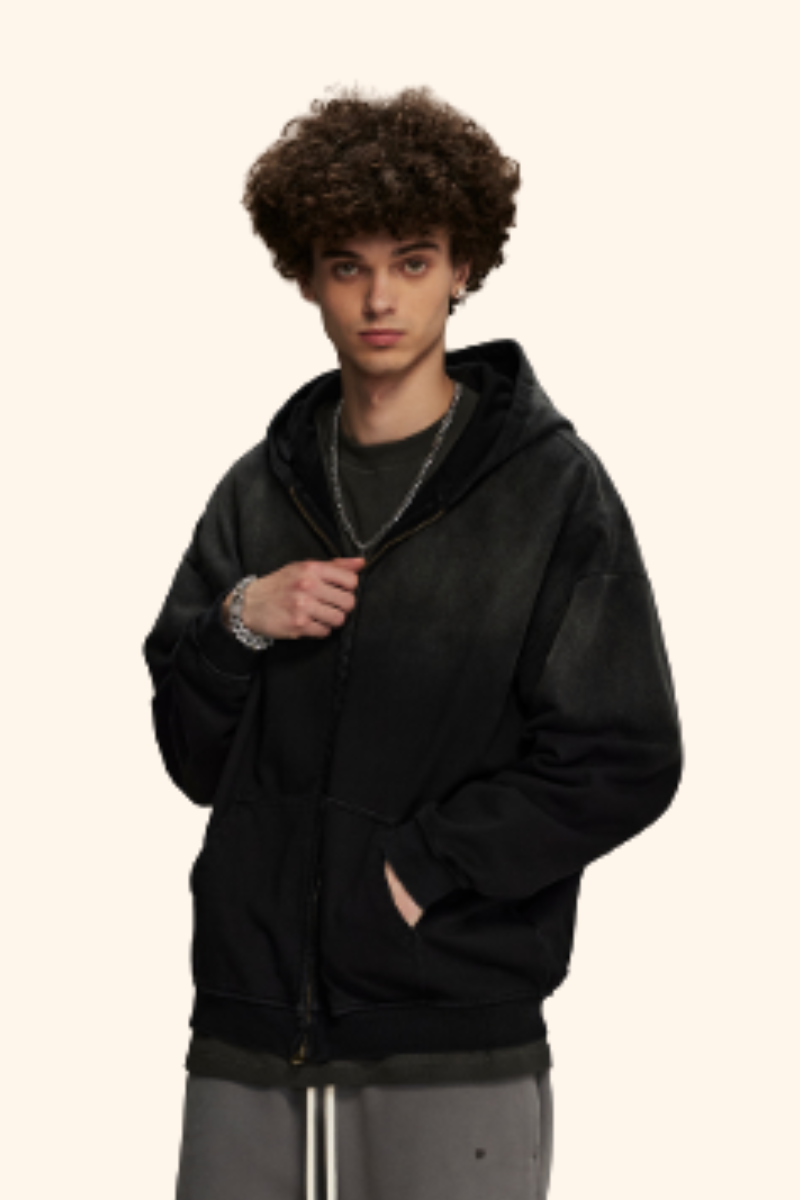 Men/Women's Unisex Spray Washed Zip Hoodie-couple's style