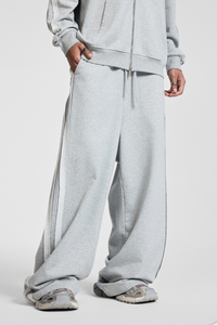 Men's Fall 450g Knit Raw Edge Washed Straight Pants