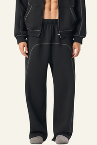 Men's Streetwear  Color-Block Elastic Wide-leg Casual Pants.