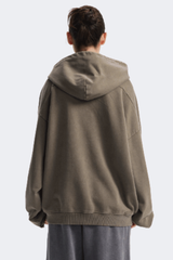 Women's Cotton Streetwear Washed Drop-Shoulder Hoodie