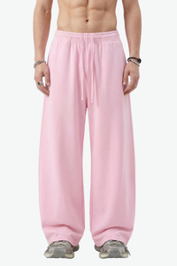 Unisex 360g Cotton Washed Elastic Curved Wide Pants