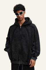 Men's Streetwear Retro Fleece-lined Zipper Hooded Jacket