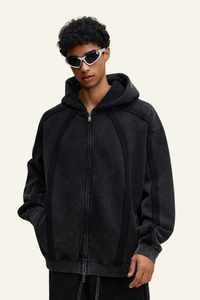 Men's Streetwear Retro Fleece-lined Zipper Hooded Jacket