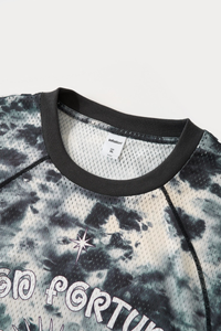 Men's Tie Dye Palm Print Mesh Seamless Sleeveless Tee