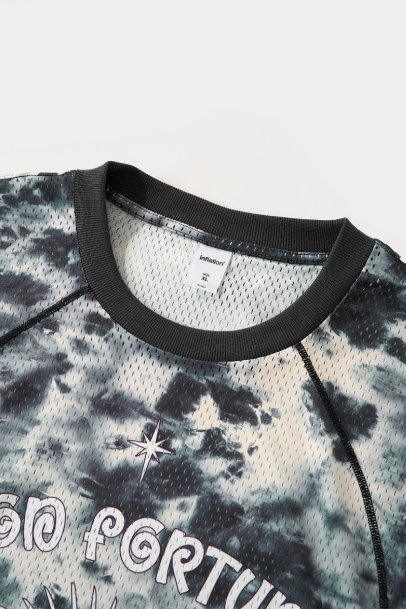 Men's Tie Dye Palm Print Mesh Seamless Sleeveless Tee