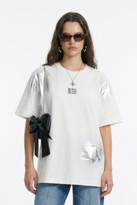 Women's Oversized Solid Cooling Powder Puff Print T-Shirt