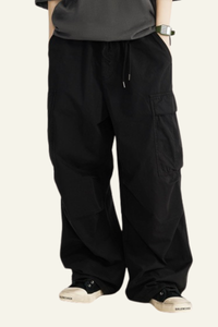 Men's Streetwear Washed Cotton Side Pockets Cargo Pants