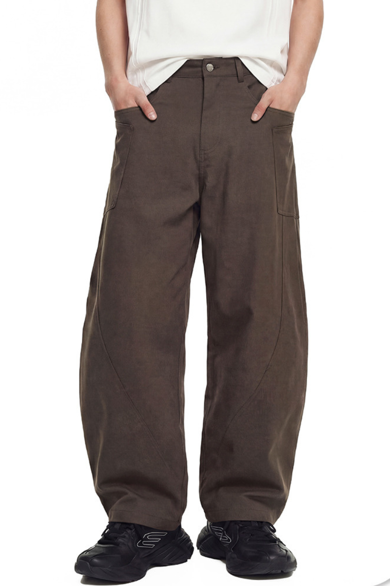 Unisex 240g Woven Multi-Pocket Wide Curved Cargo Pants