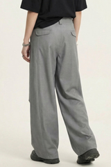 Men's 3D Curved Double Hem Back Pocket Wide Leg Cargo Pants