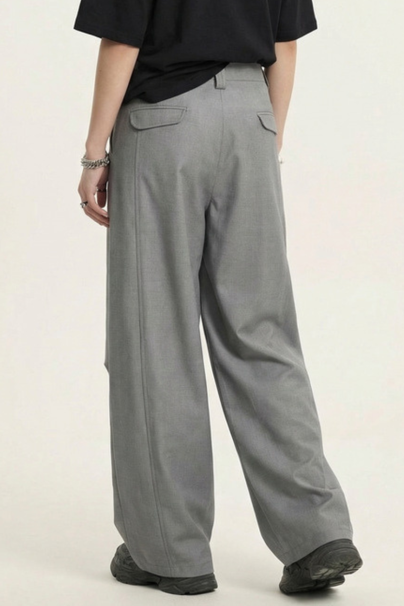 Men's 3D Curved Double Hem Back Pocket Wide Leg Cargo Pants